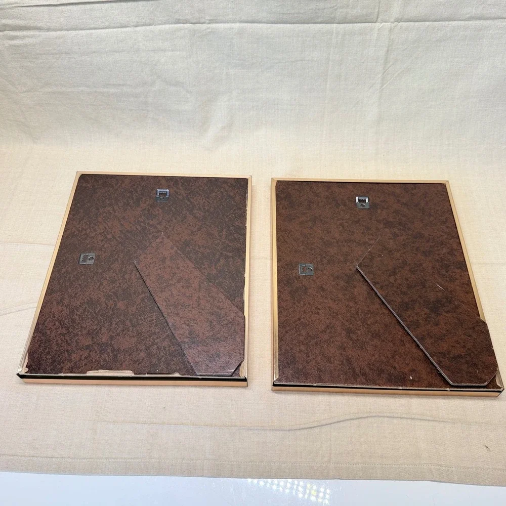 Set of 2 Gold Toned Metal Picture Frames 8x10 Classic Home Decor Tabletop 70s